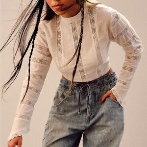 Free People Black Lace Top